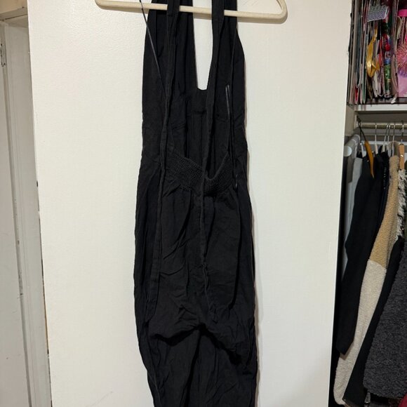 ✨🖤 Anthropologie Mock-Neck Plunge Black Jumpsuit - Size L🖤✨ - Picture 10 of 12